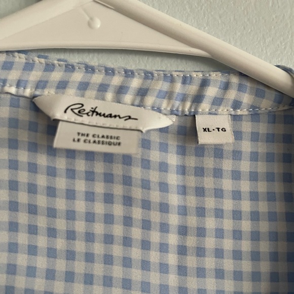 Blue gingham short sleeve button up blouse - Picture 6 of 6